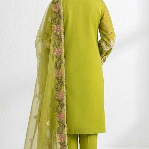 Riwaaje Luxury Pistachio Green Embroidered 3 Piece Suit